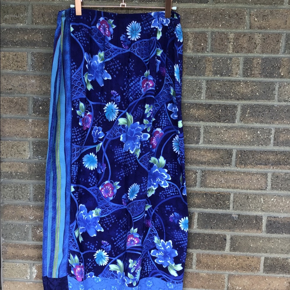 Patchwork Pencil Maxi Skirt, indigo garden, 14